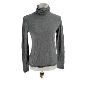 Madewell Womens Gray Turtleneck Long Sleeve Top S 100% Cotton Lightweight Casual